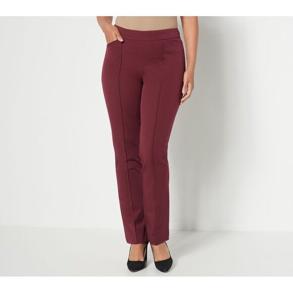 Isaac Mizrahi Live! Women's Pants Sz 0 Regular Stretch Straight-Leg Red A520135 - Picture 1 of 4